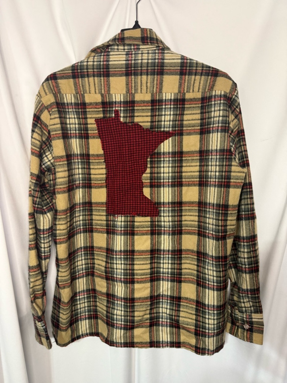 Plaid Flannel Shirt with Red Minnesota Patch